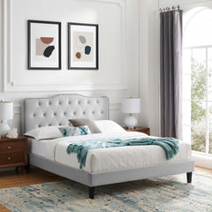 Amber Light Gray Performance Velvet Twin Platform Bed - Ornate Home