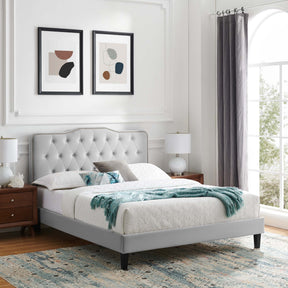 Amber Light Gray Tufted Performance Velvet King Platform Bed - Ornate Home