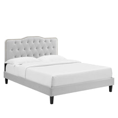 Amber Light Gray Tufted Performance Velvet King Platform Bed - Ornate Home