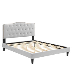 Amber Light Gray Tufted Performance Velvet King Platform Bed - Ornate Home