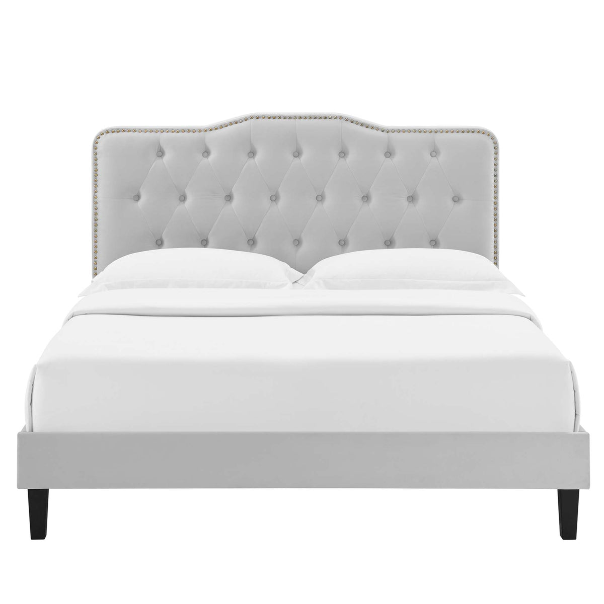 Amber Light Gray Tufted Performance Velvet King Platform Bed - Ornate Home