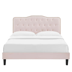 Amber Pink Performance Velvet Twin Platform Bed - Ornate Home
