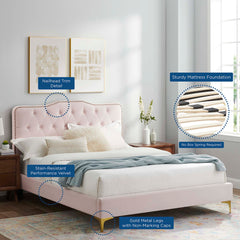 Amber Pink Tufted Performance Velvet Twin Platform Bed - Ornate Home