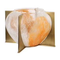 Amber Swirl Brass/White/Yellow Vase - Ornate Home