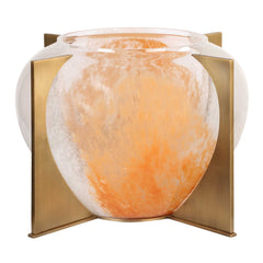 Amber Swirl Brass/White/Yellow Vase - Ornate Home