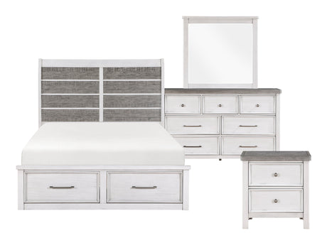 Ambrose Antique White/Antique Gray 4-Piece Queen Bedroom Set - Ornate Home