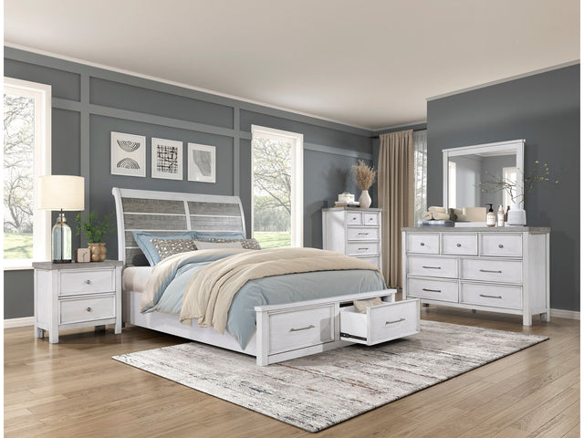 Ambrose Antique White/Antique Gray 5-Piece Queen Bedroom Set - Ornate Home