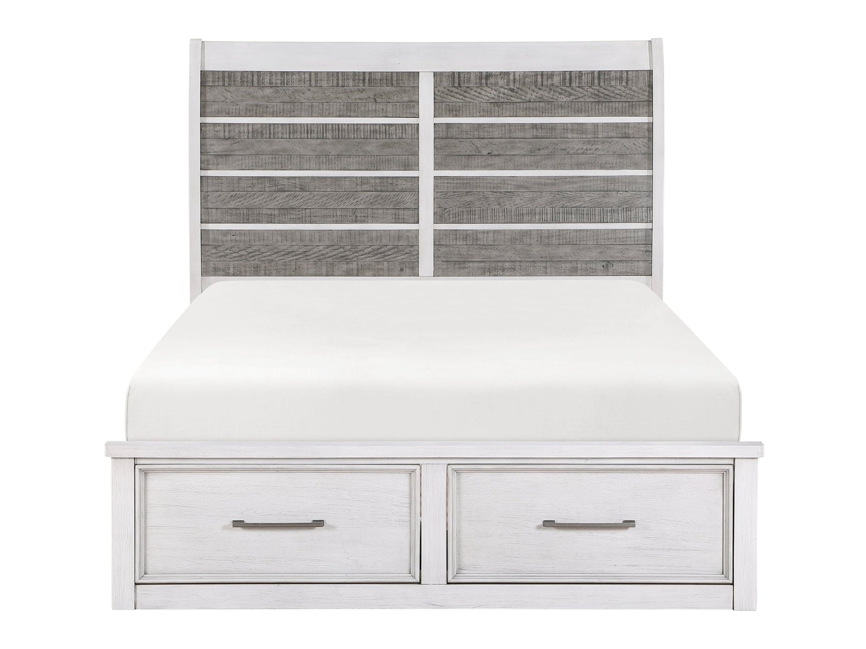 Ambrose Antique White/Gray Eastern King Platform Bed - Ornate Home