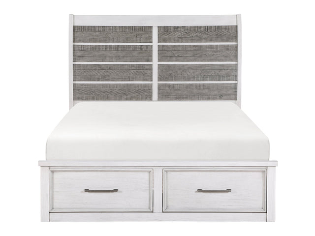 Ambrose Antique White/Gray Eastern King Platform Bed - Ornate Home