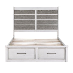 Ambrose Antique White/Gray Queen Platform Bed - Ornate Home