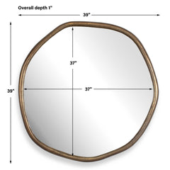 Ambrose Brass Indoor-Outdoor Round Mirror - Ornate Home