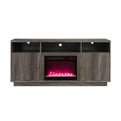 Ambrose Gray Walnut 70"W Fireplace TV Stand - Ornate Home