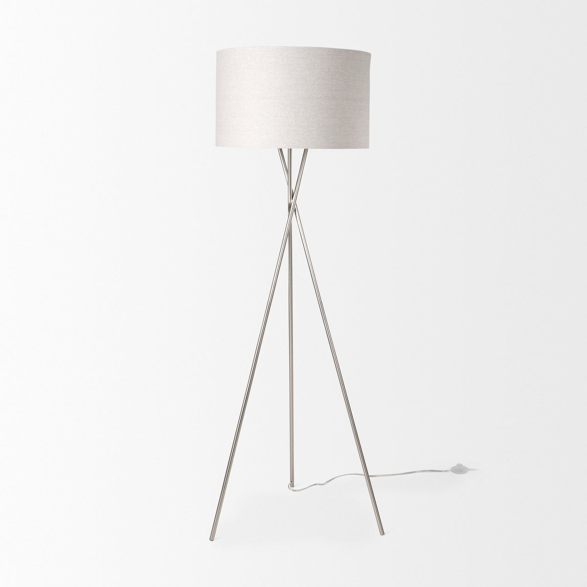 Ambrose Silver/Beige Metal Floor Lamp - Ornate Home