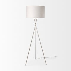 Ambrose Silver/Beige Metal Floor Lamp - Ornate Home