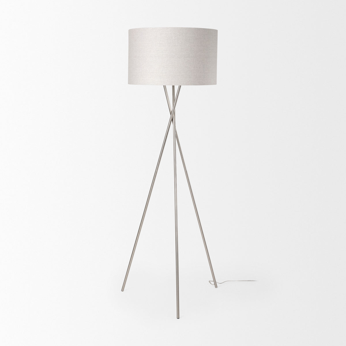 Ambrose Silver/Beige Metal Floor Lamp - Ornate Home