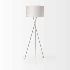 Ambrose Silver/Beige Metal Floor Lamp - Ornate Home