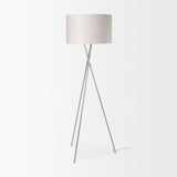 Ambrose Silver/Beige Metal Floor Lamp - Ornate Home