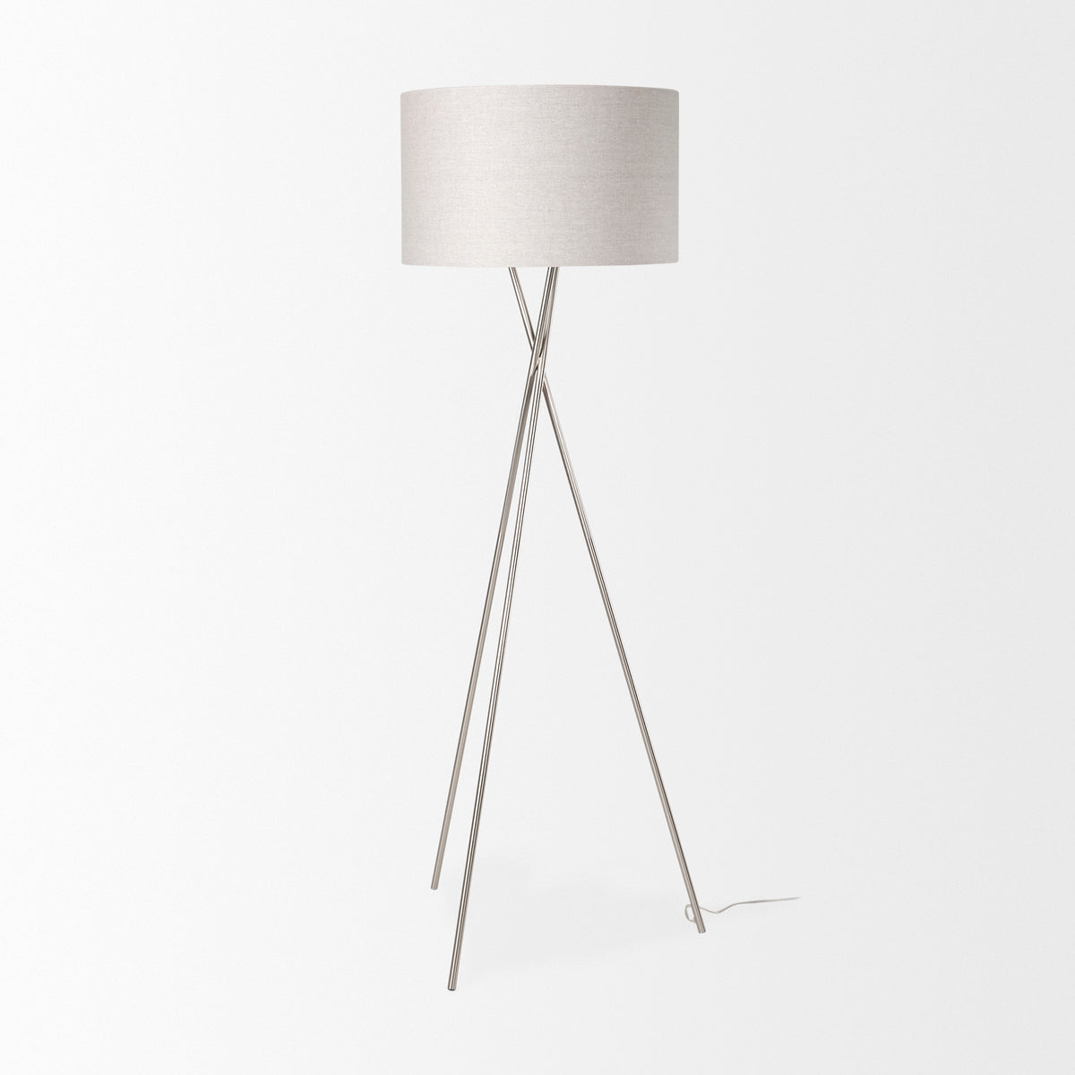 Ambrose Silver/Beige Metal Floor Lamp - Ornate Home