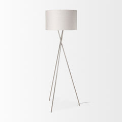 Ambrose Silver/Beige Metal Floor Lamp - Ornate Home