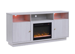 Ambrose White Walnut 70"W Fireplace TV Stand - Ornate Home