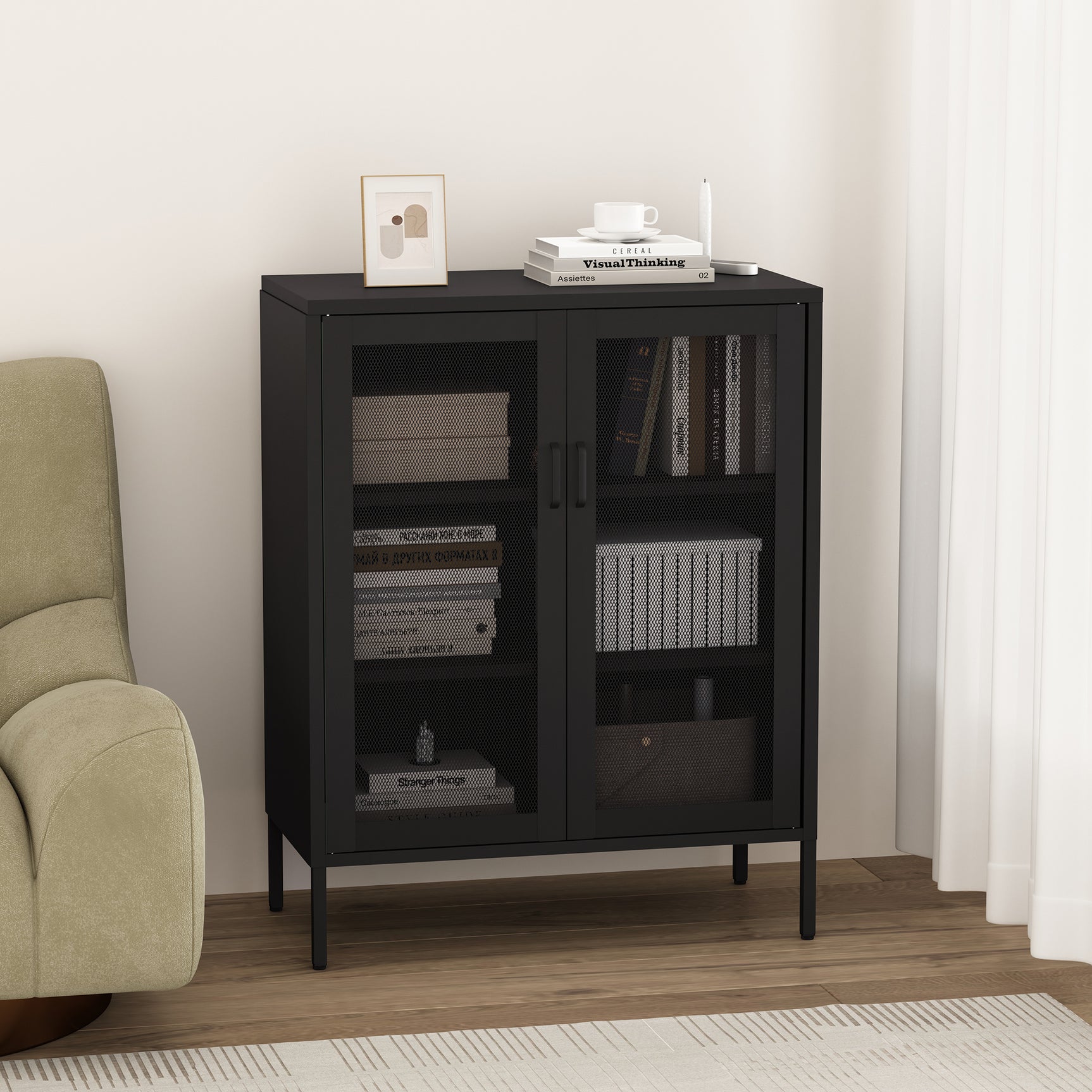 Amelia 31.5" Accent Cabinet in Black - Ornate Home