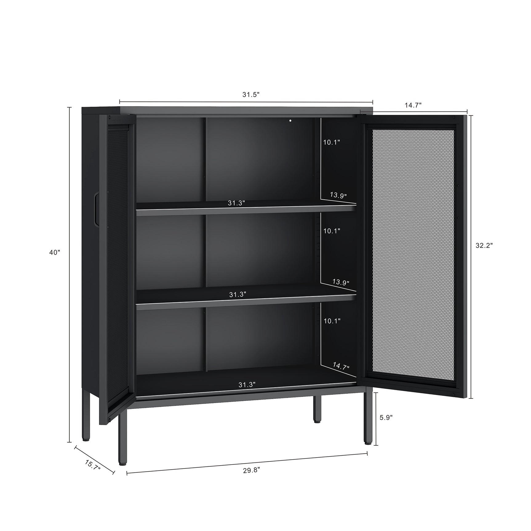 Amelia 31.5" Accent Cabinet in Black - Ornate Home