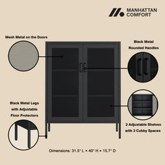 Amelia 31.5" Accent Cabinet in Black - Ornate Home