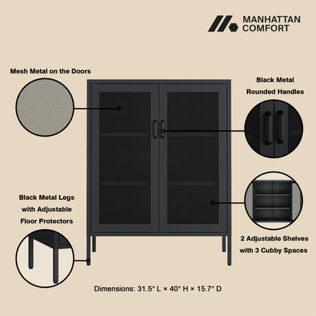 Amelia 31.5" Accent Cabinet in Black - Ornate Home