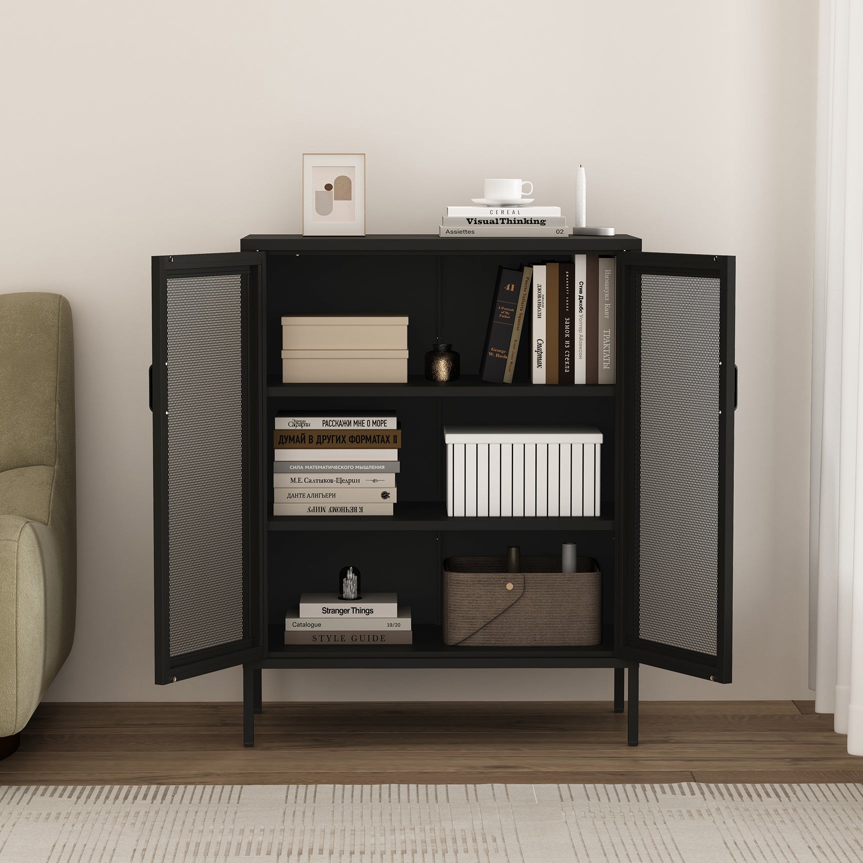 Amelia 31.5" Accent Cabinet in Black - Ornate Home