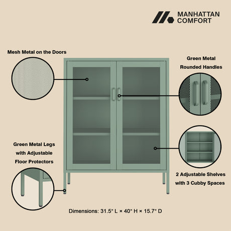 Amelia 31.5" Accent Cabinet in Green - Ornate Home