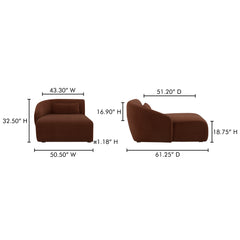 Amelia Chestnut Left Arm Facing Chaise - Ornate Home