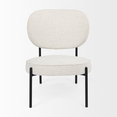 Amelia Cream/Black Boucle Metal Upholstered Accent Chair - Ornate Home