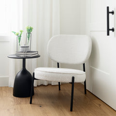 Amelia Cream/Black Boucle Metal Upholstered Accent Chair - Ornate Home