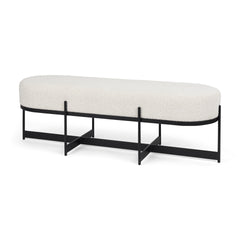 Amelia Cream/Black Boucle Metal Upholstered Bench