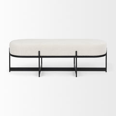 Amelia Cream/Black Boucle Metal Upholstered Bench