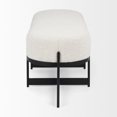 Amelia Cream/Black Boucle Metal Upholstered Bench