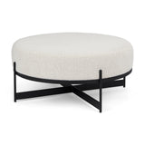 Amelia Cream/Black Boucle Metal Upholstered Ottoman - Ornate Home