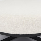 Amelia Cream/Black Boucle Metal Upholstered Ottoman - Ornate Home