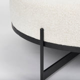 Amelia Cream/Black Boucle Metal Upholstered Ottoman - Ornate Home