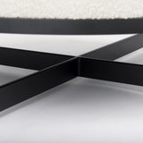 Amelia Cream/Black Boucle Metal Upholstered Ottoman - Ornate Home