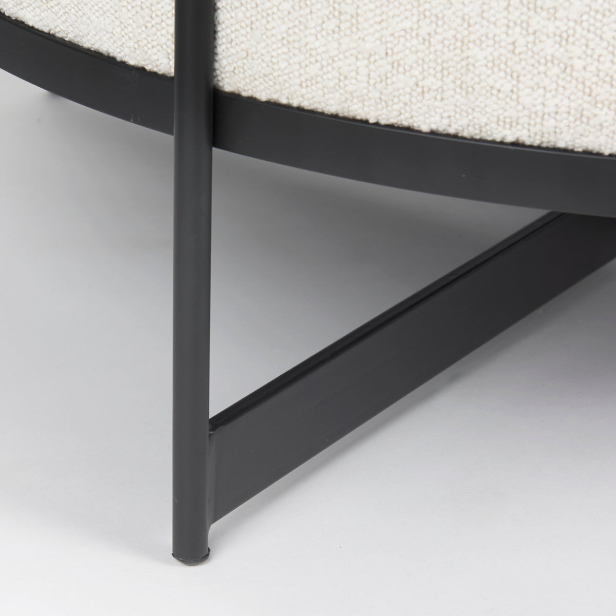 Amelia Cream/Black Boucle Metal Upholstered Ottoman - Ornate Home
