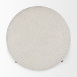 Amelia Cream/Black Boucle Metal Upholstered Pouf - Ornate Home
