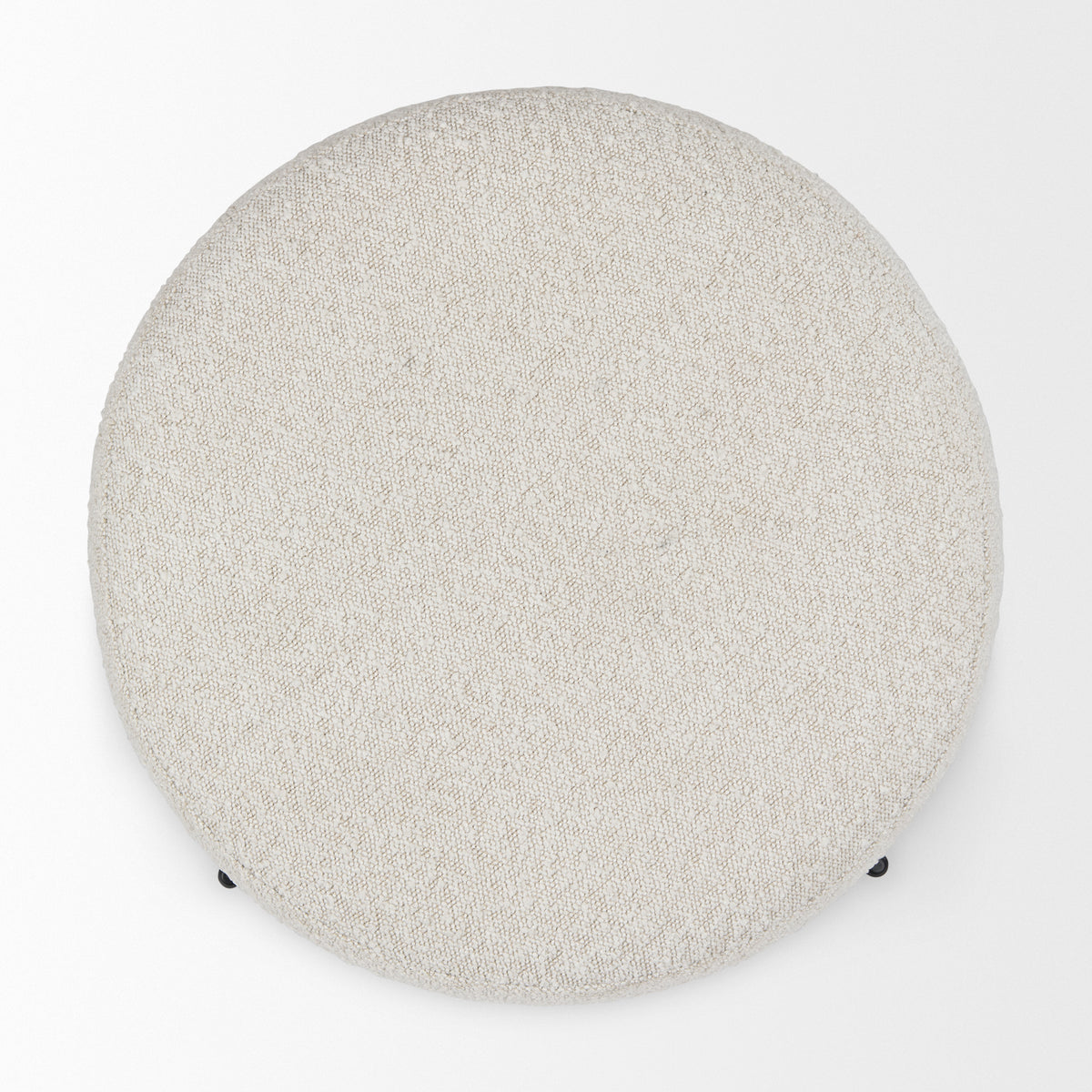 Amelia Cream/Black Boucle Metal Upholstered Pouf - Ornate Home