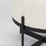 Amelia Cream/Black Boucle Metal Upholstered Pouf - Ornate Home