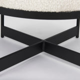 Amelia Cream/Black Boucle Metal Upholstered Pouf - Ornate Home