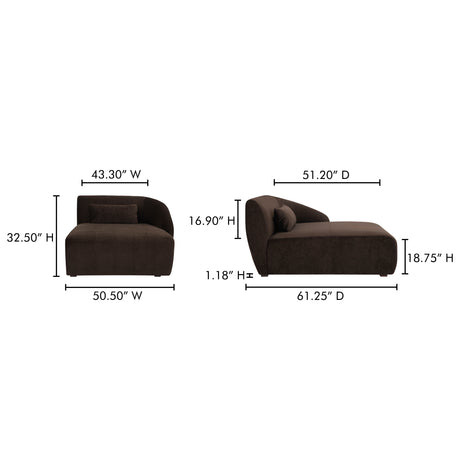 Amelia Espresso Right Arm Facing Chaise - Ornate Home