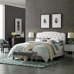 Amelia White Faux Leather Full Bed - Ornate Home
