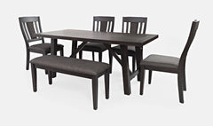 American Rustics Dark Brown/Black Dining Table w/ 4 Chairs, Bench - Ornate Home