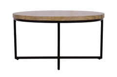 Ames Natural/Black Round Cocktail Table - Ornate Home