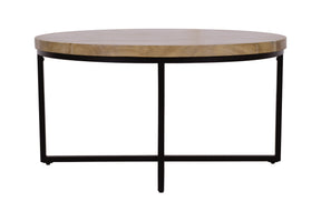 Ames Natural/Black Round Cocktail Table - Ornate Home